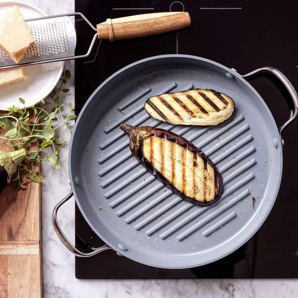 GreenPan Valencia Pro 11" Ceramic Grill Pan with 2 Side Handles Black