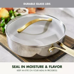 GreenPan Nova Gallery 10pc Stainless Steel and Ceramic Nonstick Champagne Handle Cookware Set