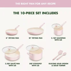 GreenPan Rio Advanced 10pc Cookware Set, Pink