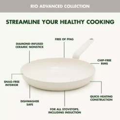 GreenPan Rio Advanced 10pc Cookware Set, Cream