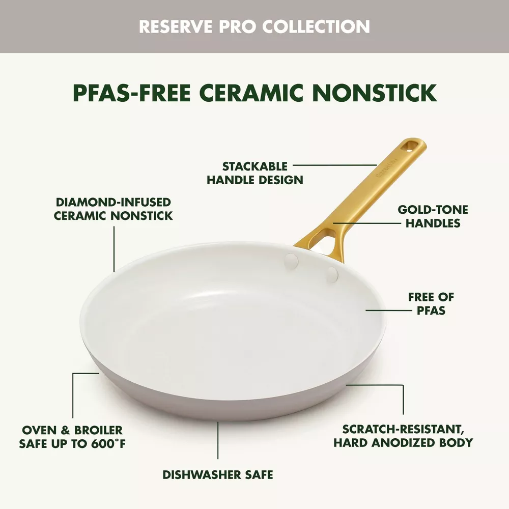 GreenPan (10" and 12") Reserve Pro Ceramic Nonstick Frypan Set, Oyster