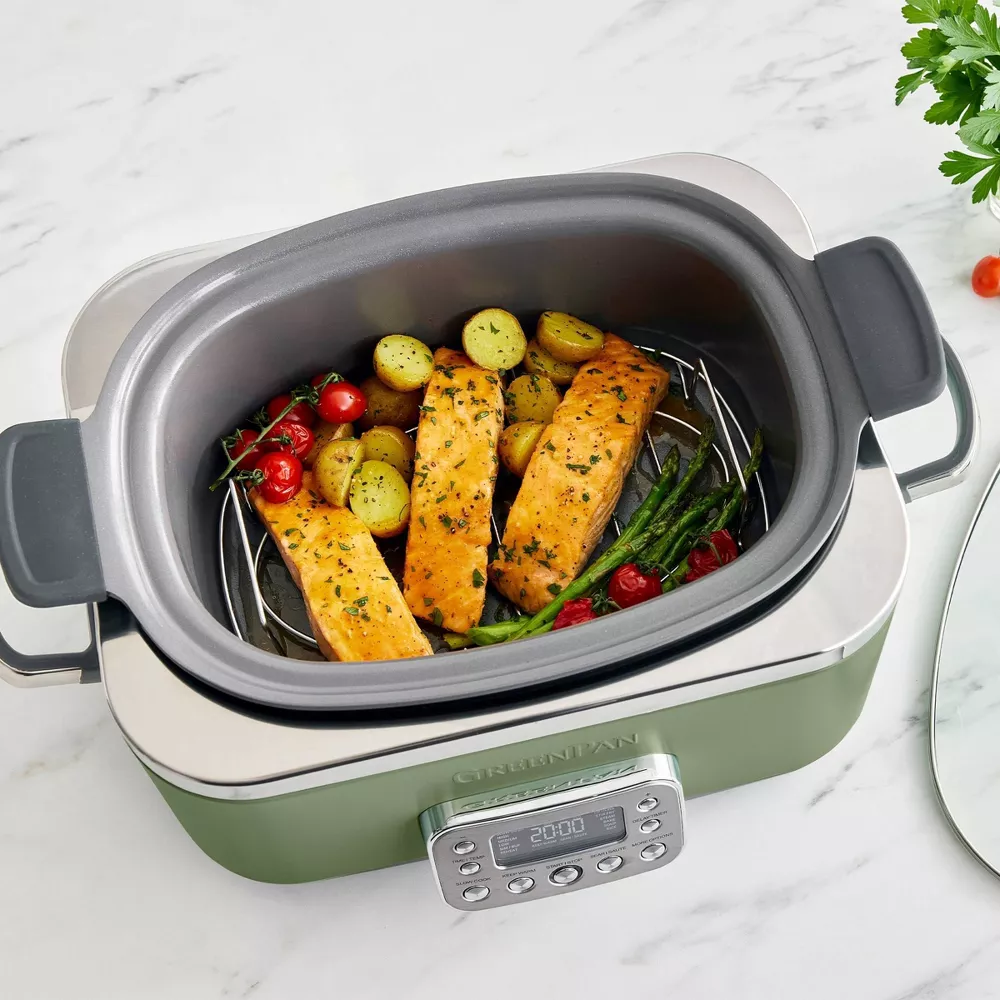 GreenPan Elite 6qt Slow Cooker, Sage Green