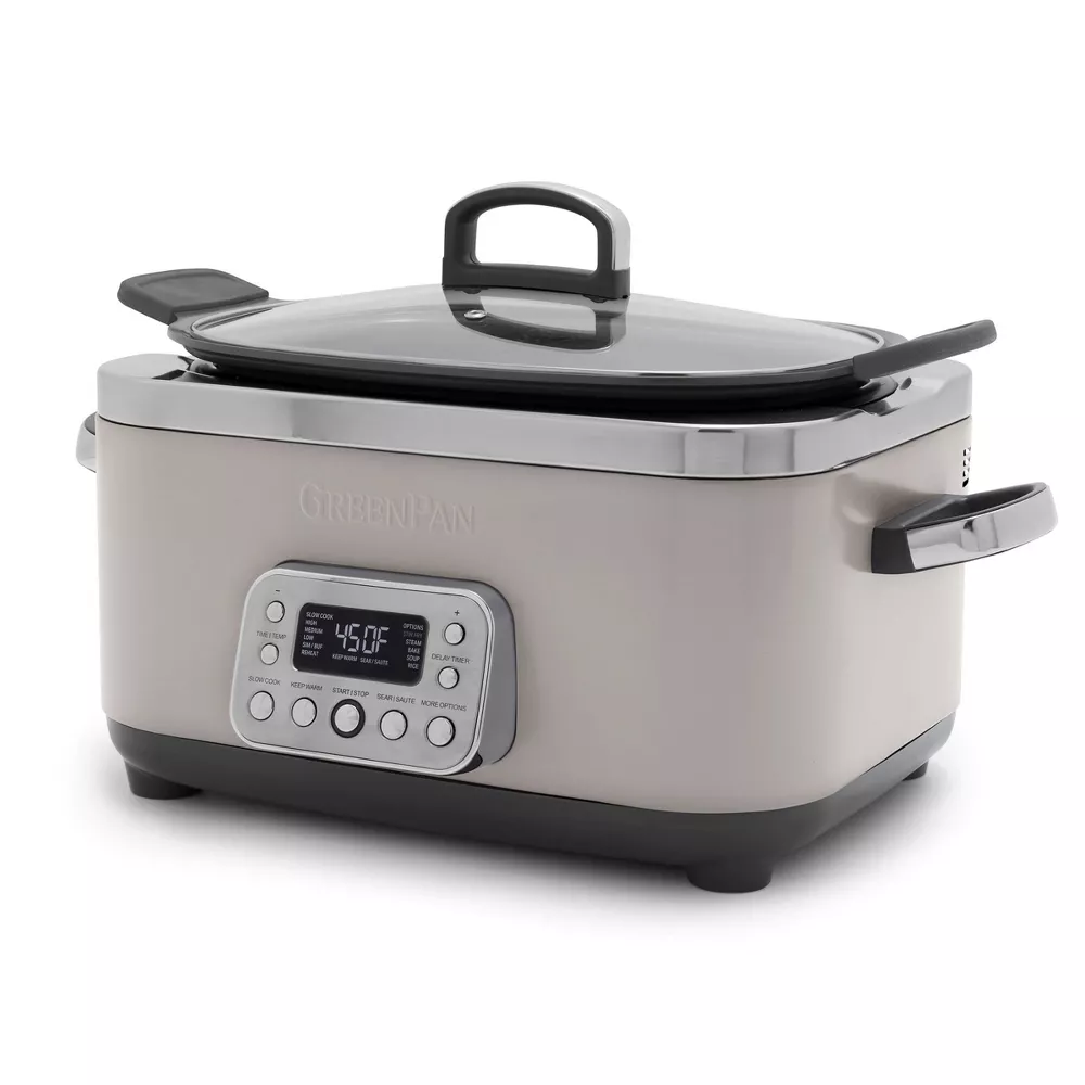 GreenPan Elite 6qt Slow Cooker, Cloud Gray
