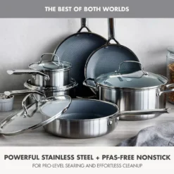 GreenPan Prism 10pc Hybrid Stainless Steel and Ceramic Nonstick Cookware Set