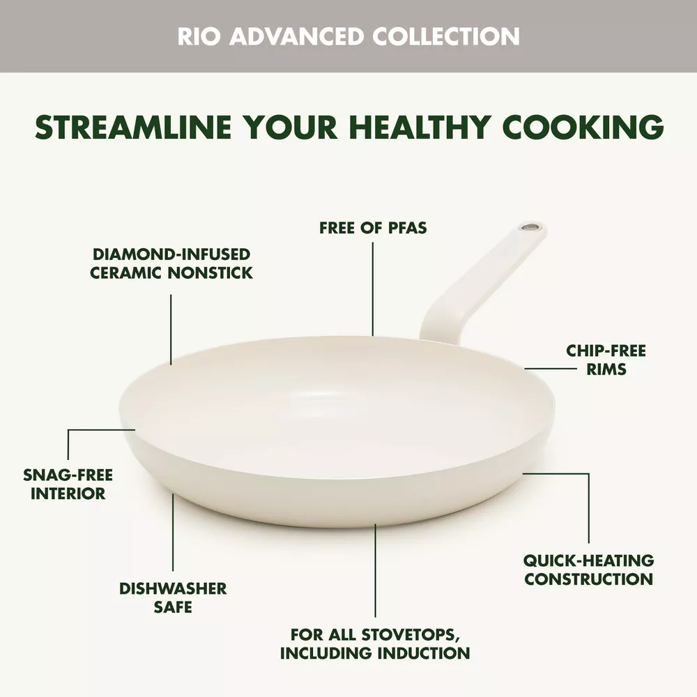 GreenPan Rio Advanced 16pc Ceramic Nonstick Cookware Set, Cream