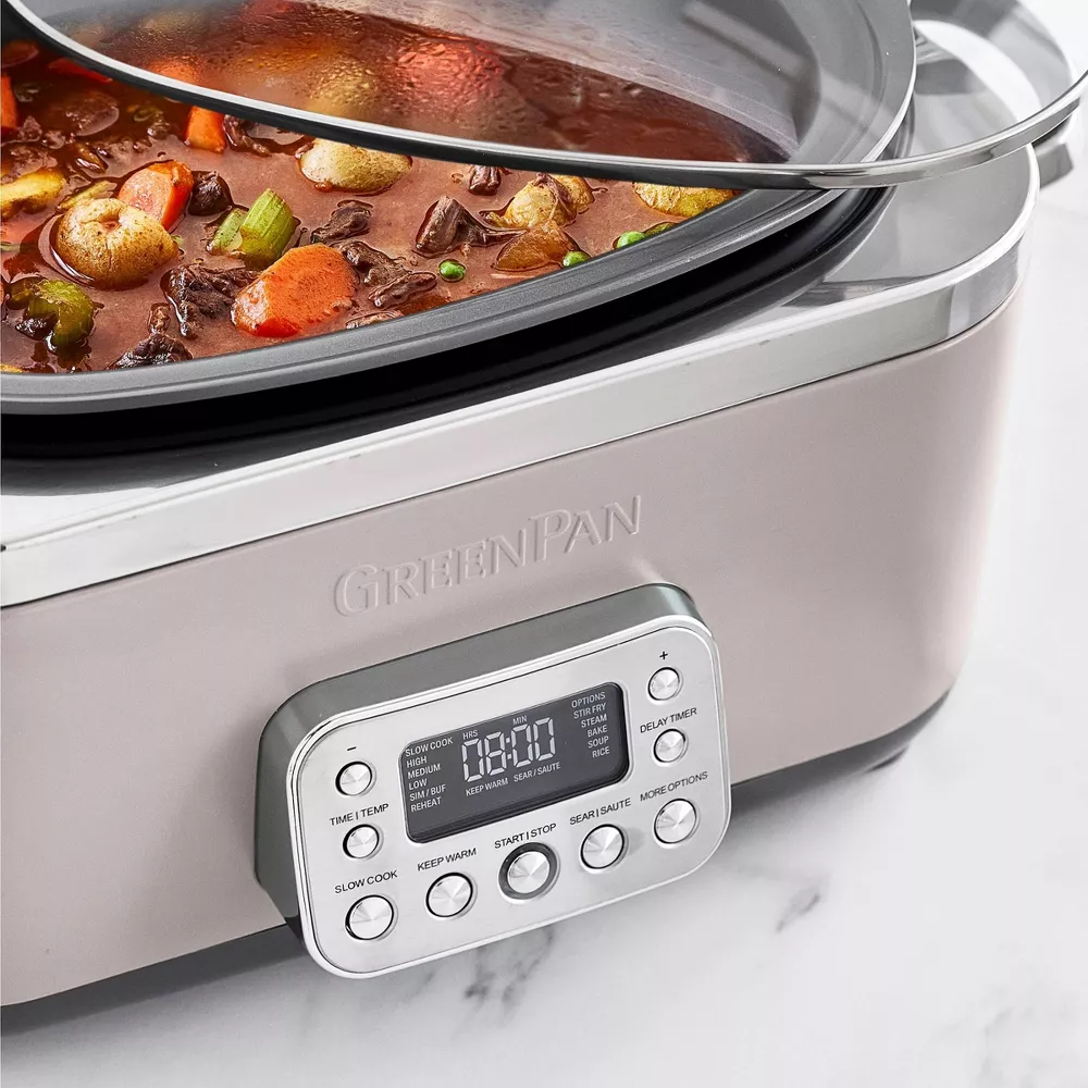 GreenPan Elite 6qt Slow Cooker, Cloud Gray