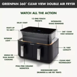 GreenPan Bistro 10qt 360 Clear View Double Air Fryer