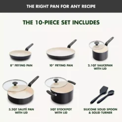GreenPan Rio Advanced 10pc Cookware Set, Black