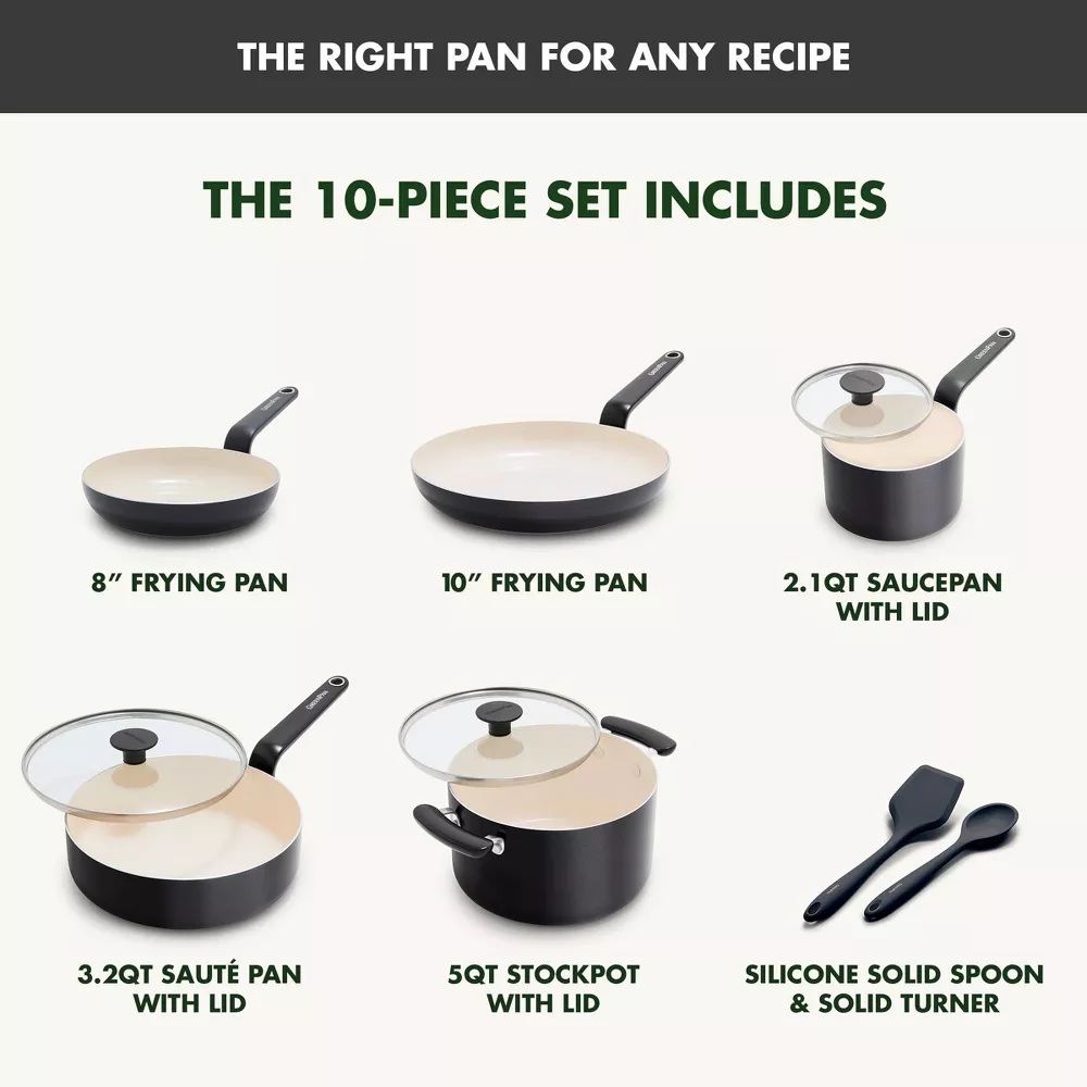 GreenPan Rio Advanced 10pc Cookware Set, Black