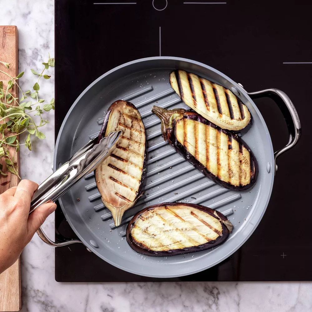 GreenPan Valencia Pro 11" Ceramic Grill Pan with 2 Side Handles Black