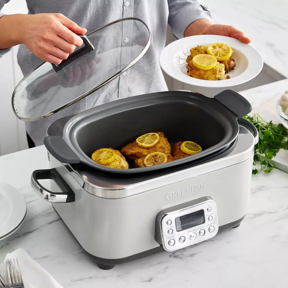 GreenPan Elite 6qt Slow Cooker, Cream