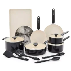 GreenPan Rio Advanced 16pc Ceramic Nonstick Cookware Set, Black