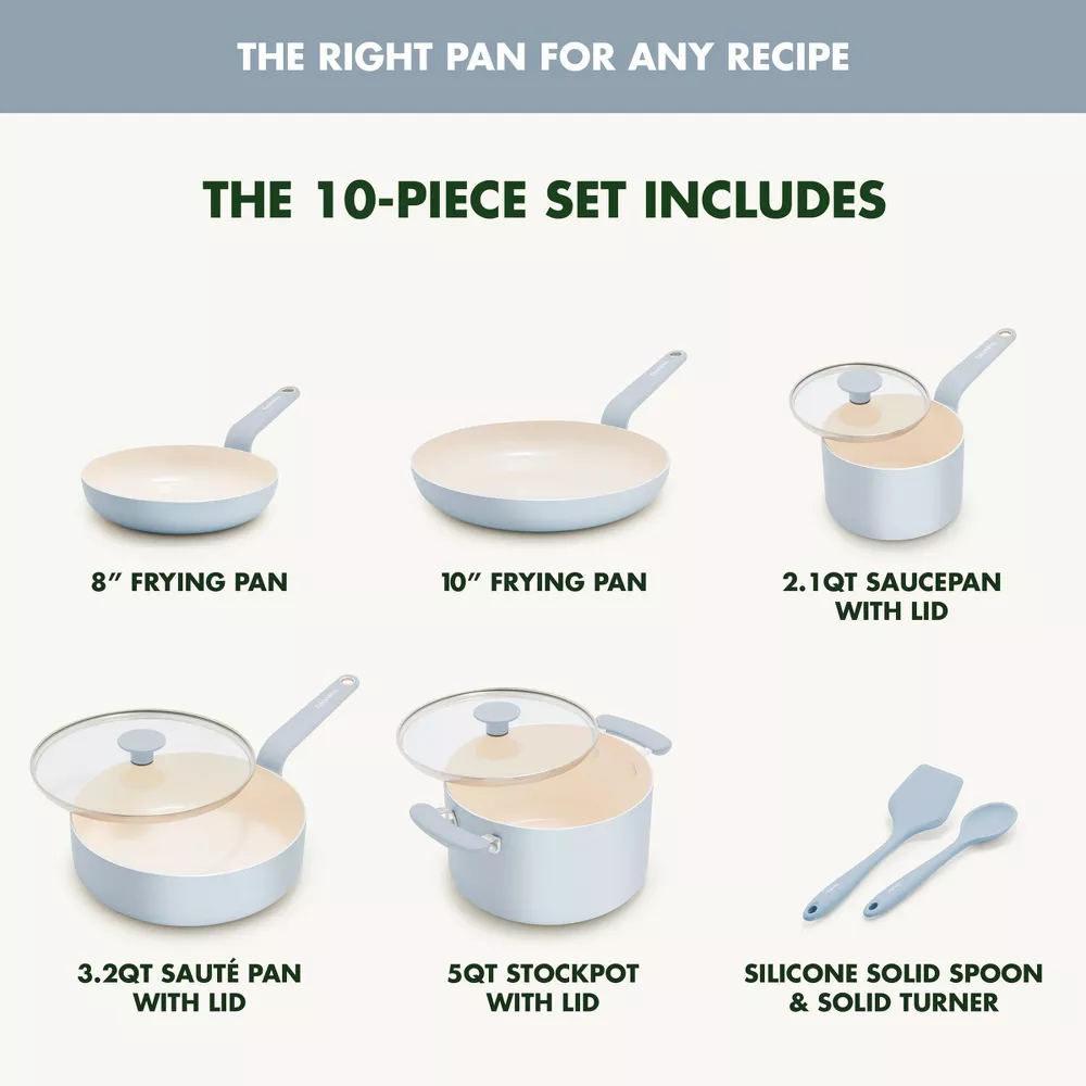 GreenPan Rio Advanced 10pc Cookware Set, Stardew Blue