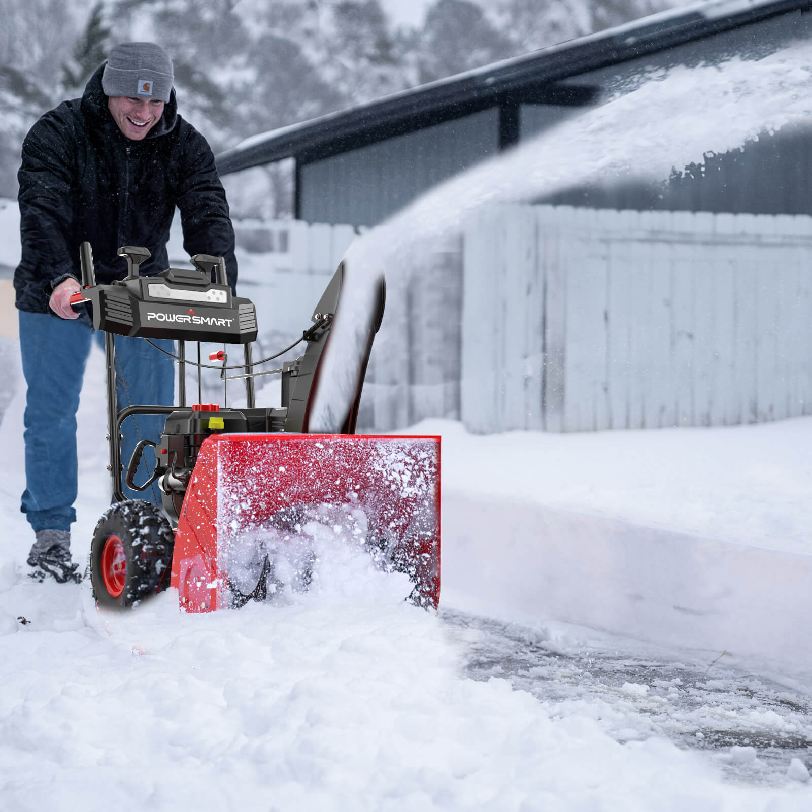 PowerSmart 26'' 252cc Two Stage Self-Propelled Gas Snow Blower w/ Electric Start MB7109B