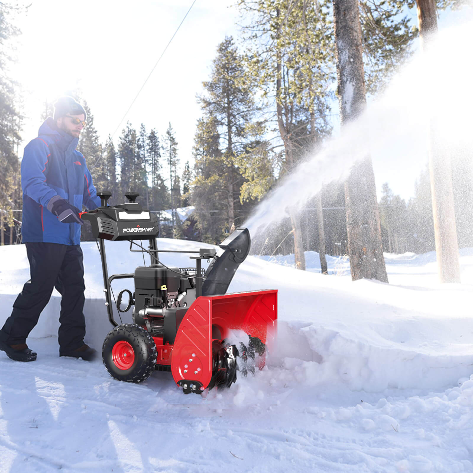 PowerSmart 26'' 252cc Two Stage Self-Propelled Gas Snow Blower w/ Electric Start MB7109B