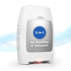 EyeVac Air 2-in-1 HEPA Air Purifier & Touchless Vacuum Automatic Dustpan, White/Silver