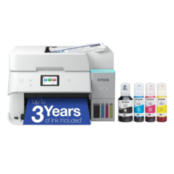 Epson EcoTank ET-4950 Wireless All-in-One Color Supertank Printer, 18 PPM, 2.4" Color Touchscreen, Auto Document Feeder – White