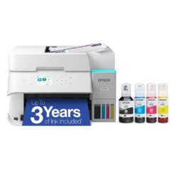 Epson EcoTank ET-3950 Wireless All-in-One Color Supertank Printer, 18 PPM, 2.4" Color Screen, Auto Document Feeder – White