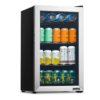NewAir Small Cooler 2.4 Cu. Ft. Mini Fridge for Bedroom in Stainless Steel, 100 Can Capacity Beverage Refrigerator