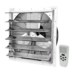 iLIVING Smart Remote Shutter Exhaust Fan 20-in Hardwired Indoor Silver Wall Mounted Fan