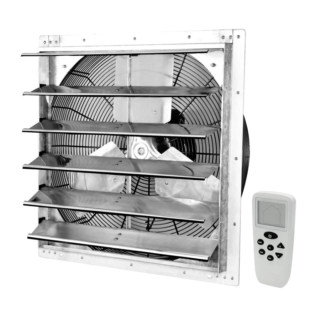 iLIVING Smart Remote Shutter Exhaust Fan 20-in Hardwired Indoor Silver Wall Mounted Fan