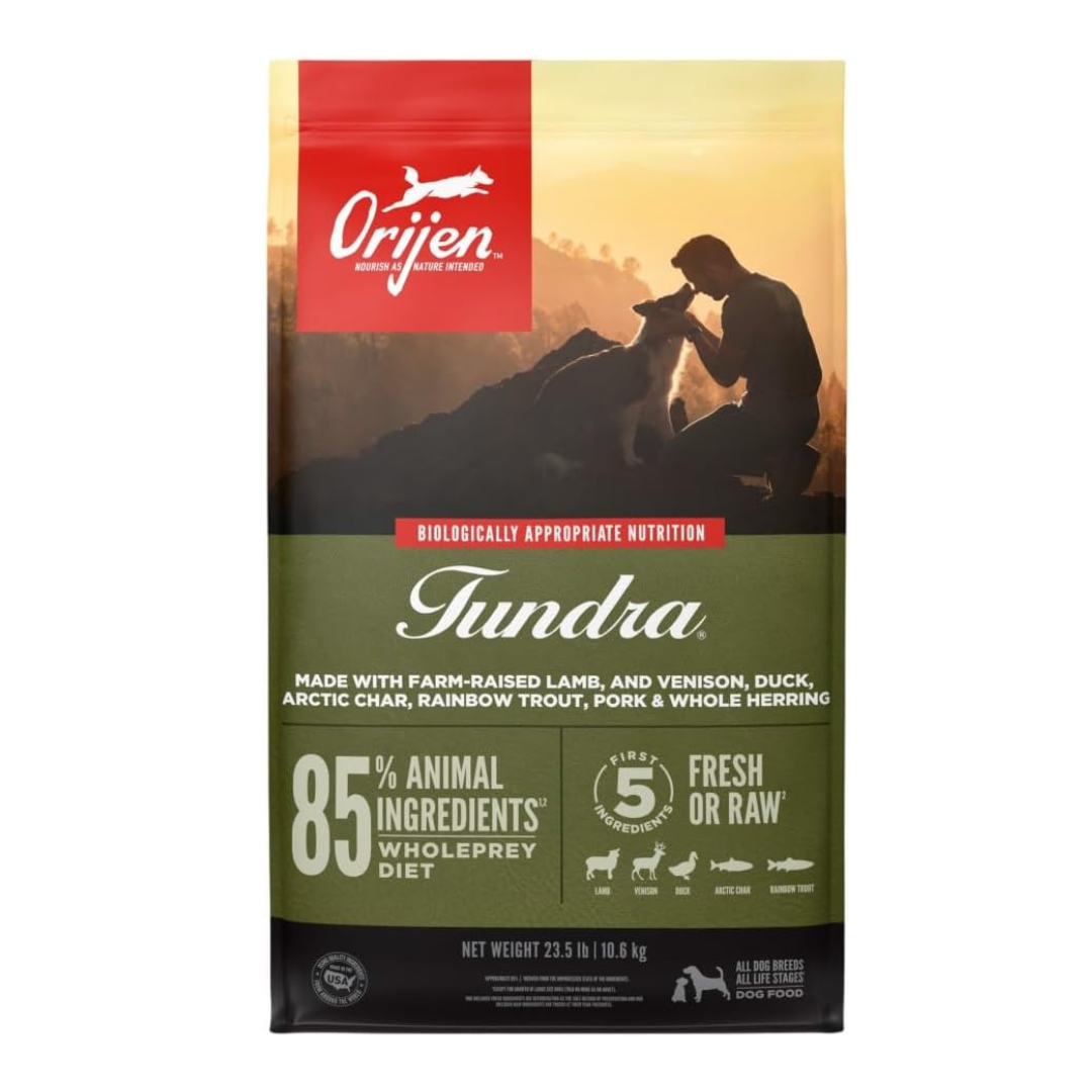 ORIJEN Grain Free Poultry Free High Protein Dry Dog Food Tundra Recipe 23.5lb Bag