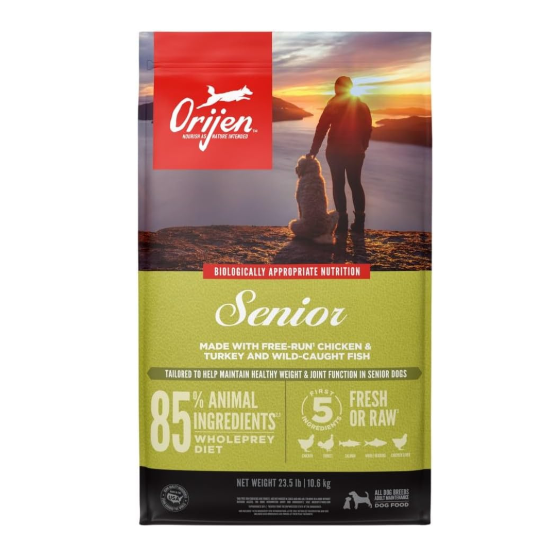 ORIJEN Grain Free High Protein Dry Dog Food Senior Recipe 23.5lb Bag
