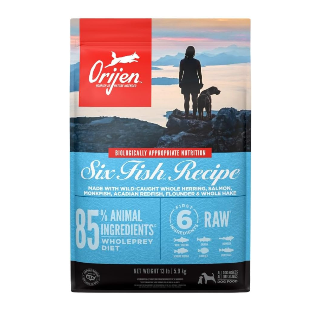 ORIJEN Grain Free Poultry Free High Protein Dry Dog Food Six Fish Recipe 13lb Bag