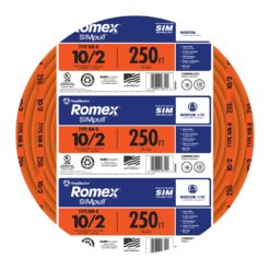 Southwire 250-Feet 10 / 2 / Romex SIMpull Solid Indoor CU NM-B W/G Individual pack ( By-the-roll )