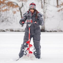 Eskimo E40 Electric Ice Fishing Auger, Full Power 40v Lithium-ion Battery, Lightweight Powerhead, Turbo Cutting System, Multi-Edge Blades, Red