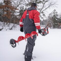 Eskimo E40 Electric Ice Fishing Auger, Full Power 40v Lithium-ion Battery, Lightweight Powerhead, Turbo Cutting System, Multi-Edge Blades, Red