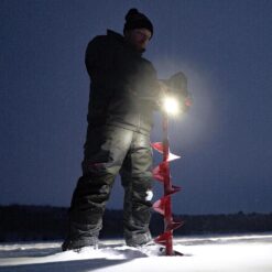 Eskimo E40 Electric Ice Fishing Auger, Full Power 40v Lithium-ion Battery, Lightweight Powerhead, Turbo Cutting System, Multi-Edge Blades, Red