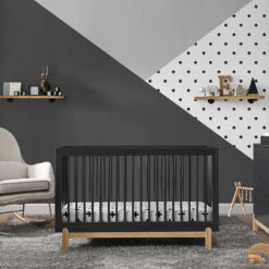 Delta Children Poppy 4-in-1 Convertible Crib, Greenguard Gold Certified, Midnight Grey/Natural