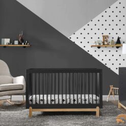 Delta Children Poppy 4-in-1 Convertible Crib, Greenguard Gold Certified, Midnight Grey/Natural