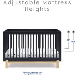 Delta Children Poppy 4-in-1 Convertible Crib, Greenguard Gold Certified, Midnight Grey/Natural