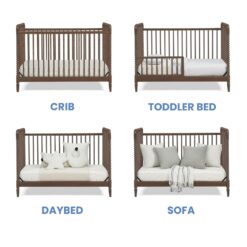 Delta Children Saint 4-in-1 Convertible Crib - Greenguard Gold Certified, Teak Brown