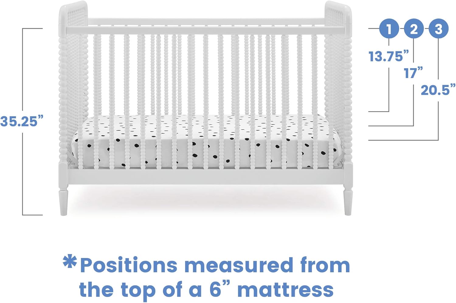 Delta Children Saint 4-in-1 Convertible Crib - Greenguard Gold Certified, Bianca White