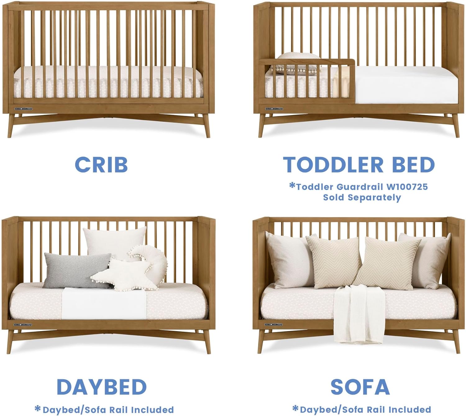 Delta Children Dylan 4-in-1 Convertible Crib, Acorn