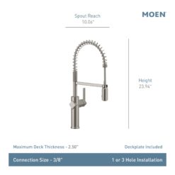 Moen Joric Brushed Gold Single Handle Deck-mount Pull-down Kitchen Faucet with Sprayer (Includes Deck Plate)