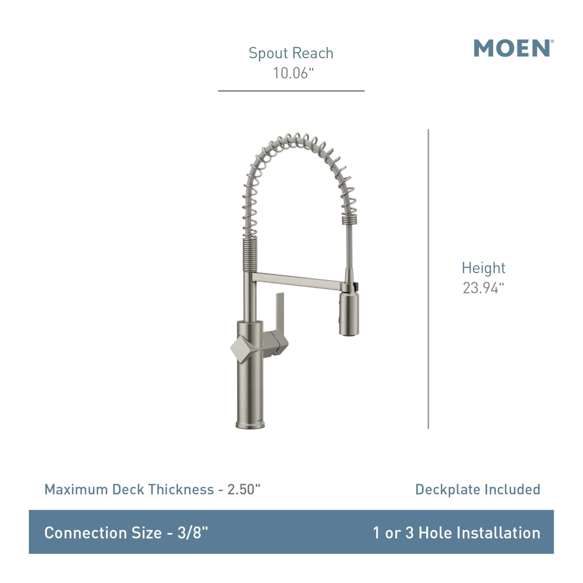 Moen Joric Brushed Gold Single Handle Deck-mount Pull-down Kitchen Faucet with Sprayer (Includes Deck Plate)