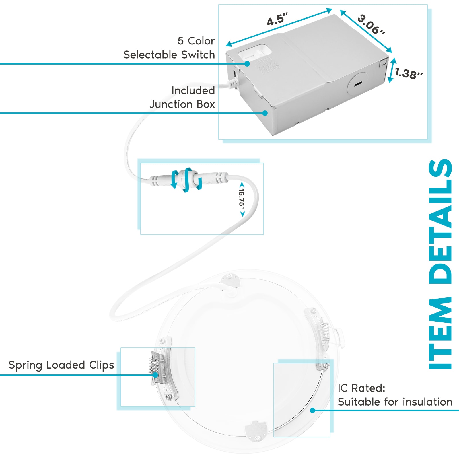 Luxrite White 6-in 1150 -Lumens Switchable white Round Dimmable LED Canless Damp rated Recessed Downlight 12 -Pack