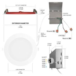 NUWATT 2 Hour Fire Rated Lights White 6-in 1200 -Lumens Switchable Round Dimmable LED Canless Wet rated Recessed Downlight 12 -Pack