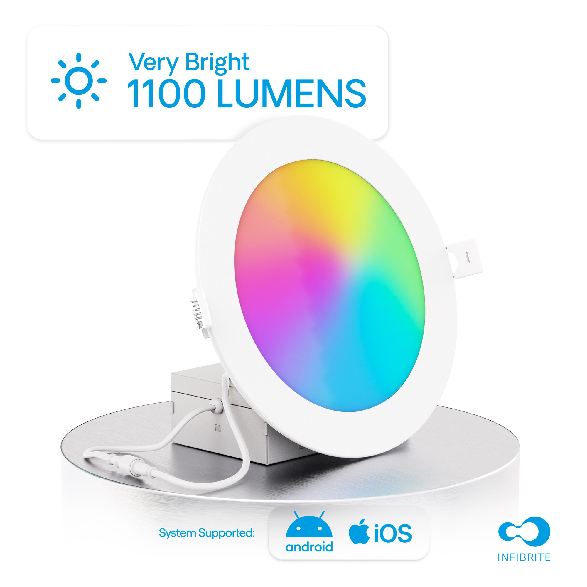 Infibrite Elite Smart Compatible White 6-in 1100 -Lumens Color-enhancing Round LED Canless Wet rated Recessed Downlight 12 -Pack