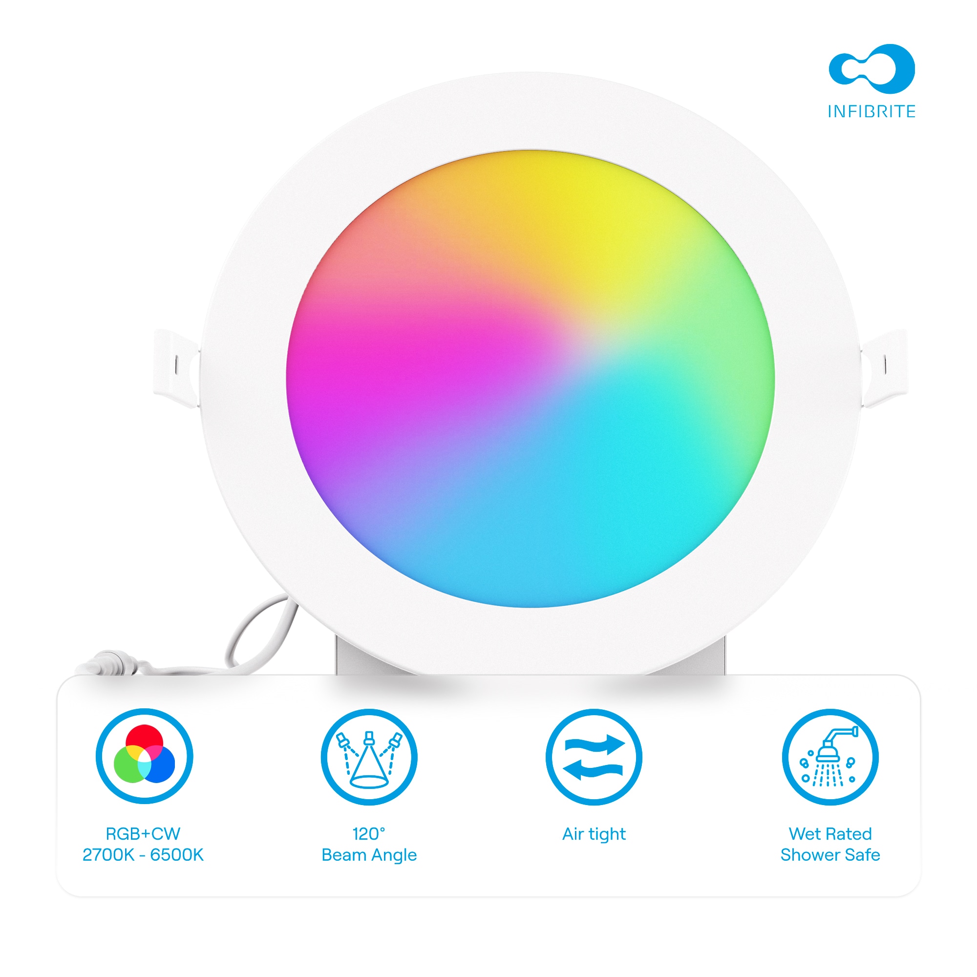 Infibrite Elite Smart Compatible White 6-in 1100 -Lumens Color-enhancing Round LED Canless Wet rated Recessed Downlight 12 -Pack