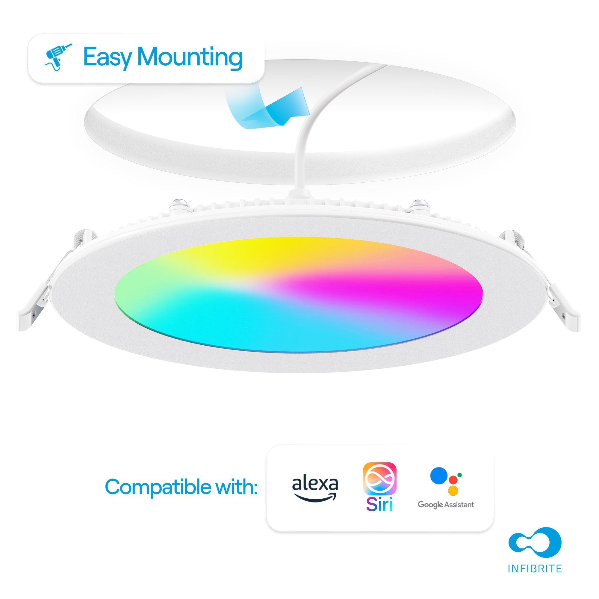 Infibrite Elite Smart Compatible White 6-in 1100 -Lumens Color-enhancing Round LED Canless Wet rated Recessed Downlight 12 -Pack