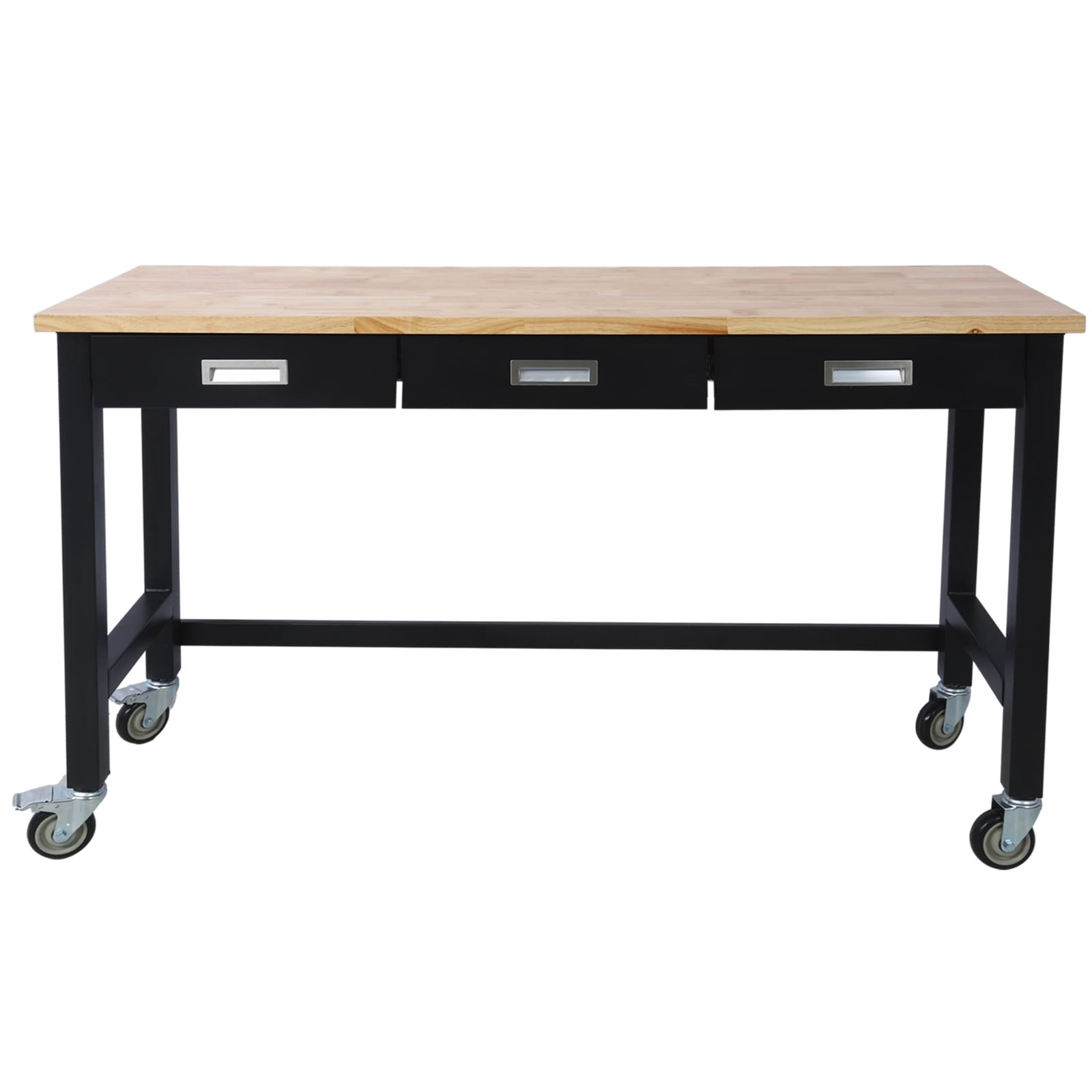 Tatayosi 60in Work Bench Workbench with Drawer Storage Heavy Duty Bamboo Wood Work Table with Wheels for Garage Home Office