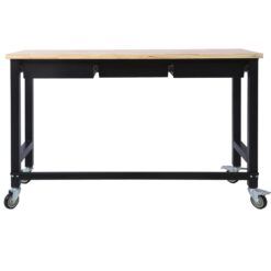 Tatayosi 60in Work Bench Workbench with Drawer Storage Heavy Duty Bamboo Wood Work Table with Wheels for Garage Home Office
