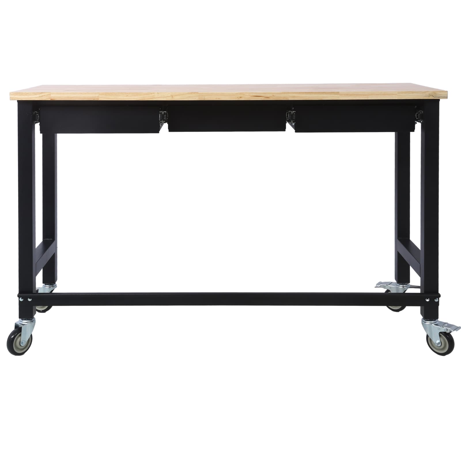 Tatayosi 60in Work Bench Workbench with Drawer Storage Heavy Duty Bamboo Wood Work Table with Wheels for Garage Home Office