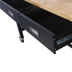 Tatayosi 60in Work Bench Workbench with Drawer Storage Heavy Duty Bamboo Wood Work Table with Wheels for Garage Home Office