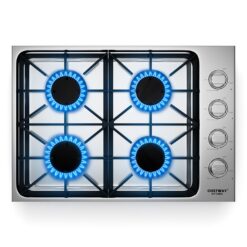 GZMR 30 Inch Gas Cooktop with 4 Powerful Burners and ABS Knobs 30-in 4 burners Stainless steel Gas Cooktop